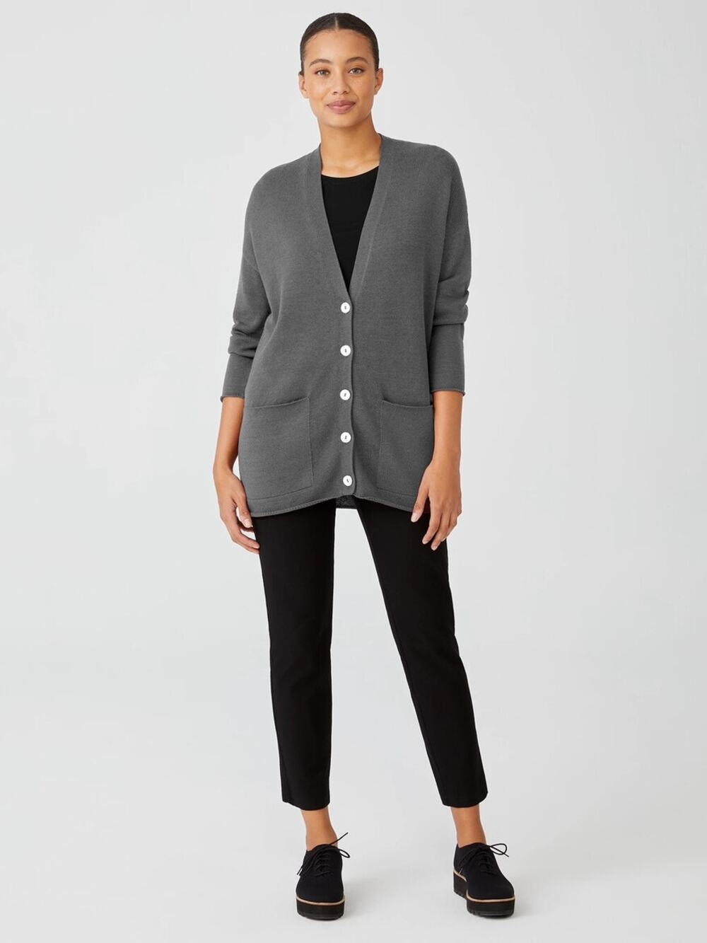 Eileen Fisher Cardigan 55% Organic Cotton, 45% Tencel, 5 Button, Retail $239